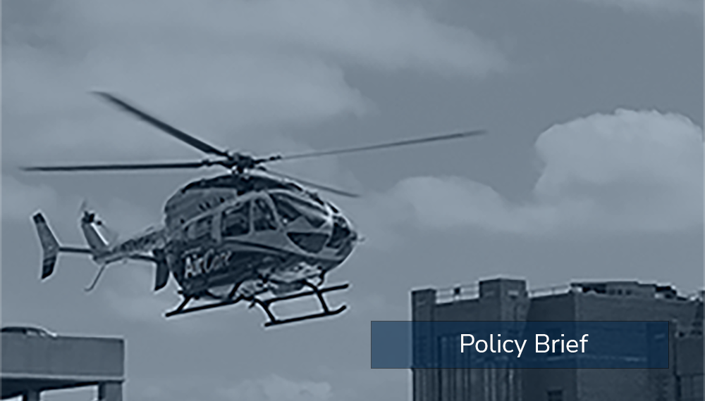 image of helicopter landing at hospital.